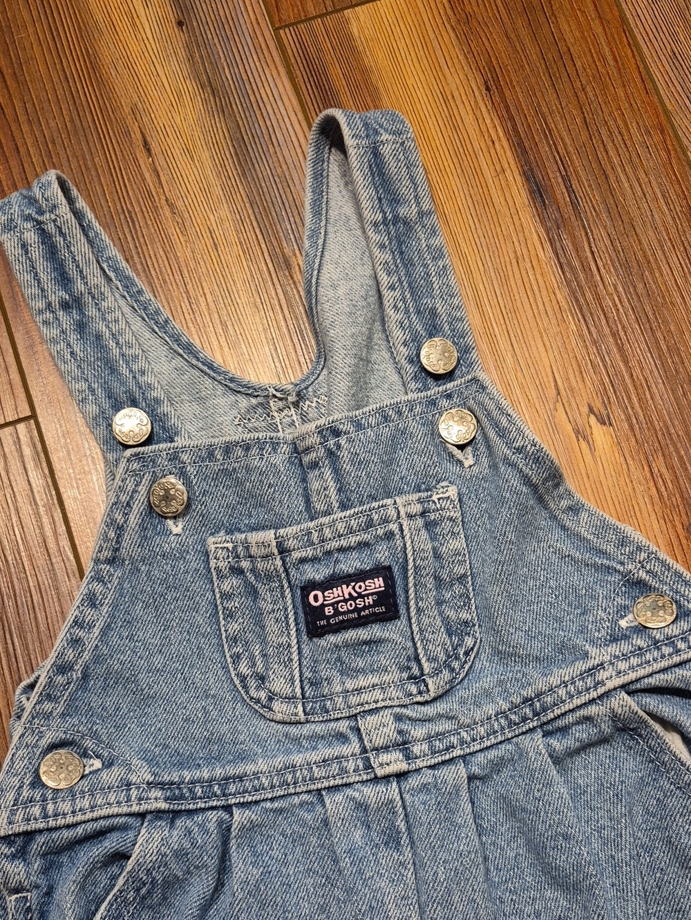 Vintage 90's Girl's OshKosh B'gosh Vestbak Denim Overalls - Sz. 24 Mo. - Picture 2 of 6